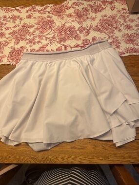 Women's White Skater Tennis Skirt with Layered Hem
